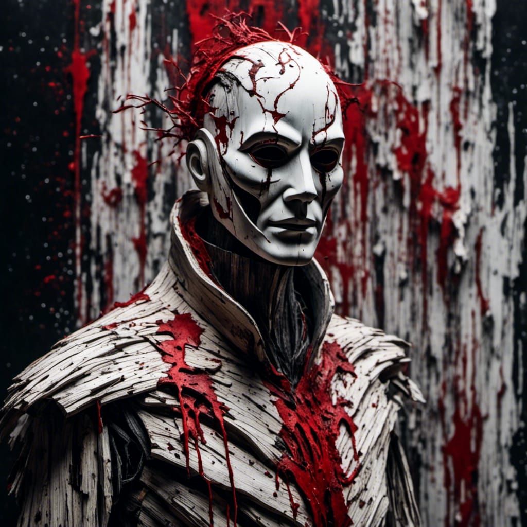 Michael Myers Mask with Red and Gray Paint