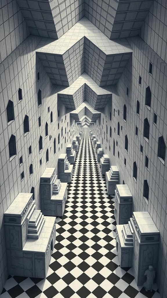 Isometric Escher Cube Staircase Optical Illusion