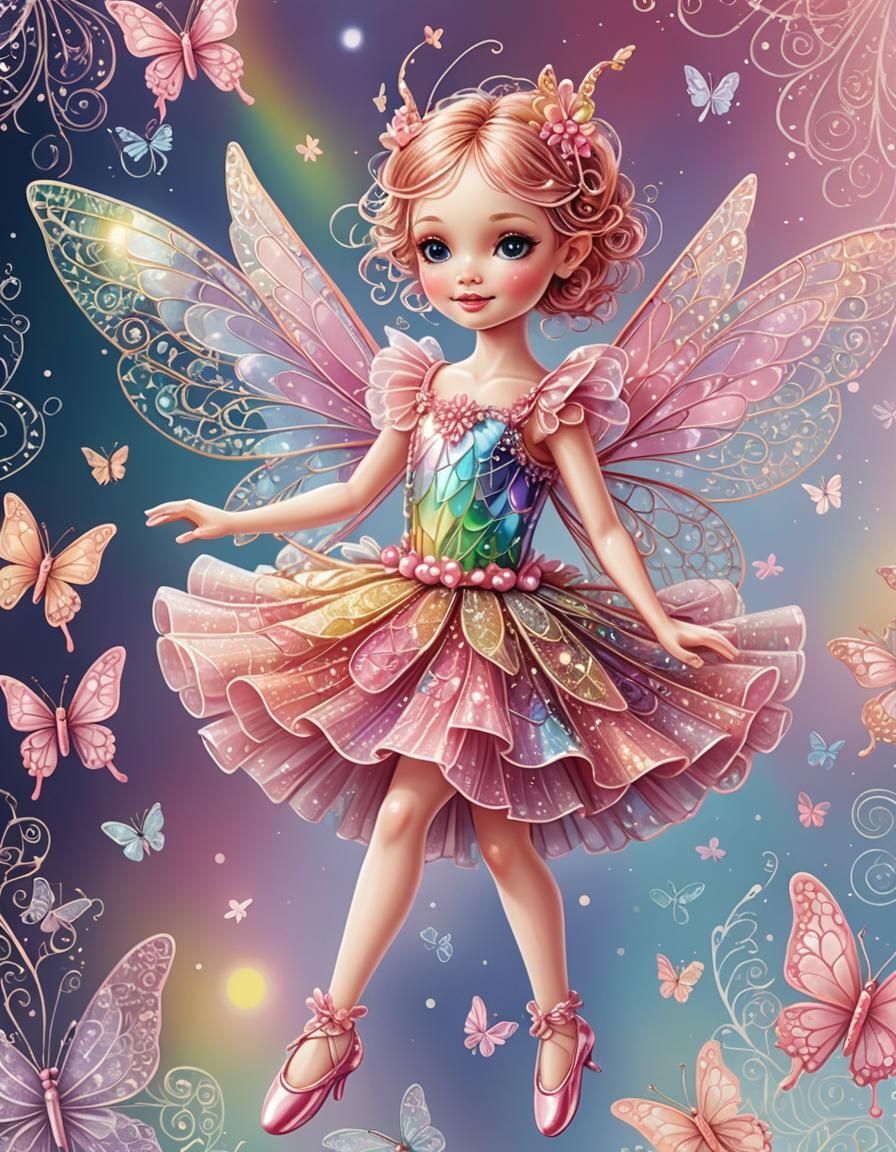 Sparkling Fairy Doll in Whimsical Vector Art