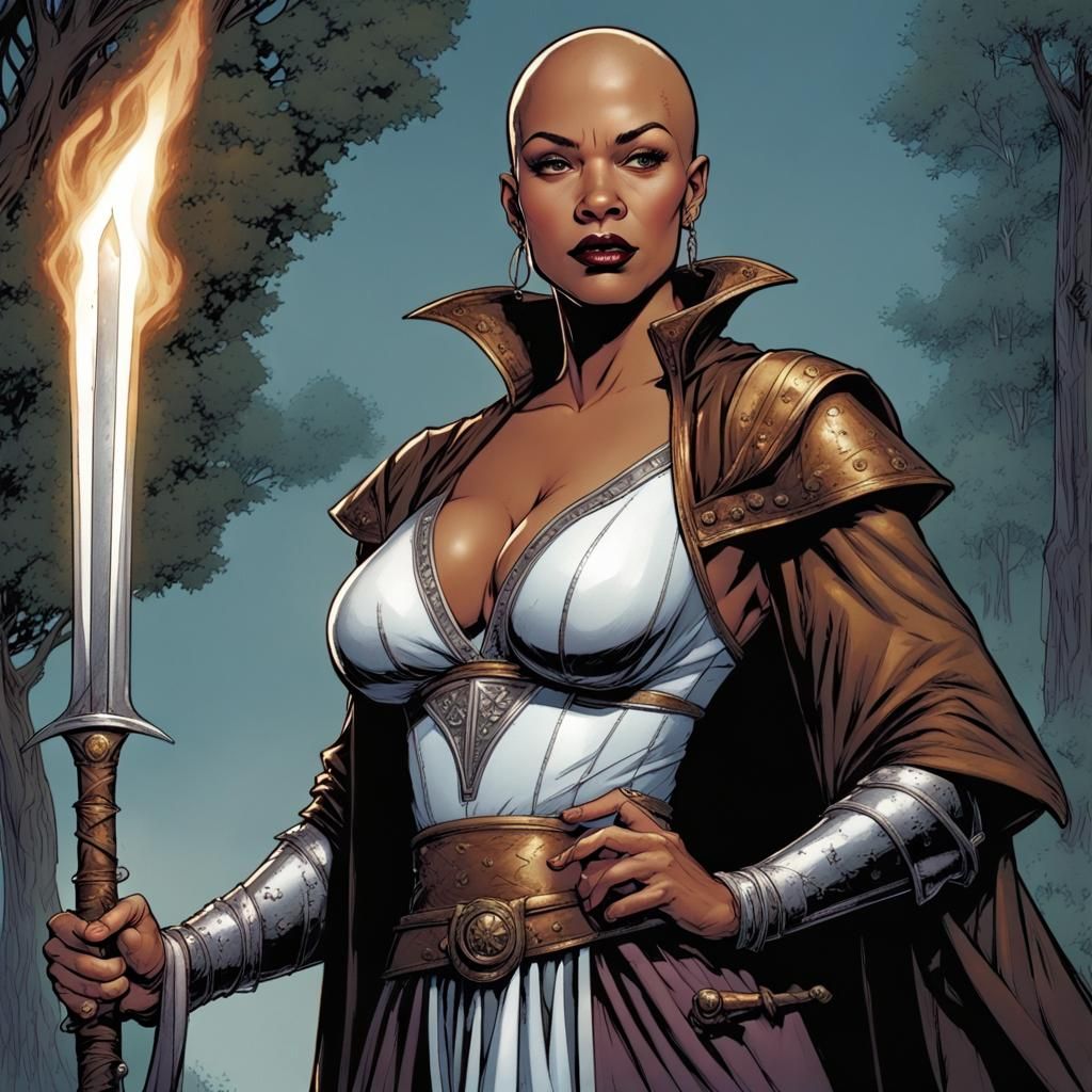 Sorceress and Knight in Comic Book Art