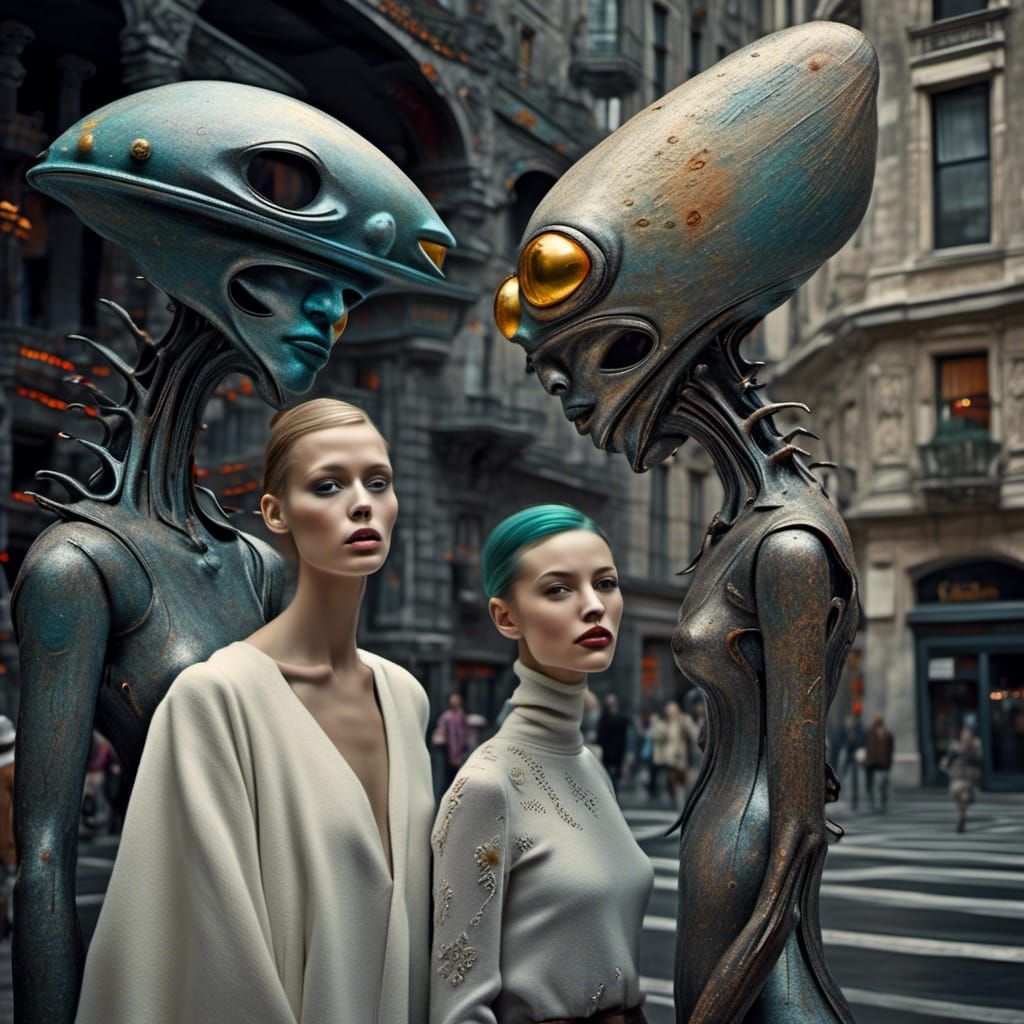 Harmonious Human-Alien Repartee in a Futuristic City