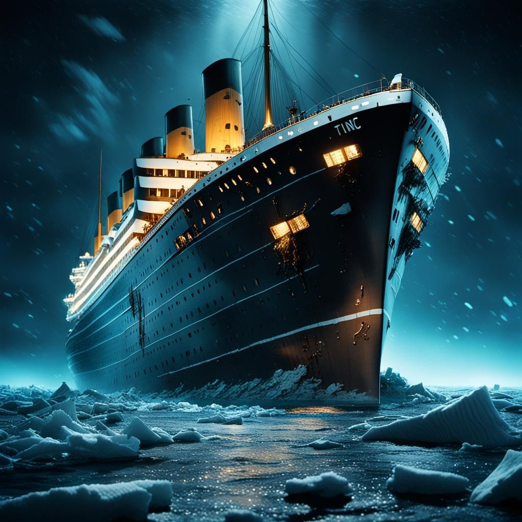 Titanic Sinking: Cinematic Film Still