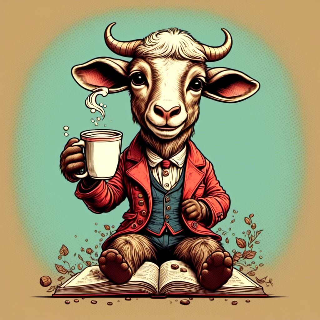 Cute Cartoon Coffee Character in 1940s Pop Art