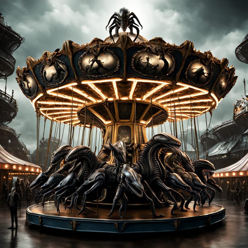 Xenomorph Carousel With Alien Movie Characters