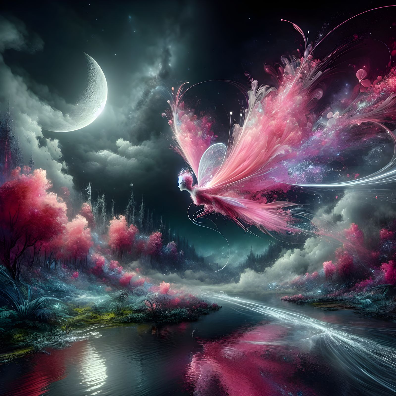 Enchanting Moonlit Fairy in Hyperrealistic Style