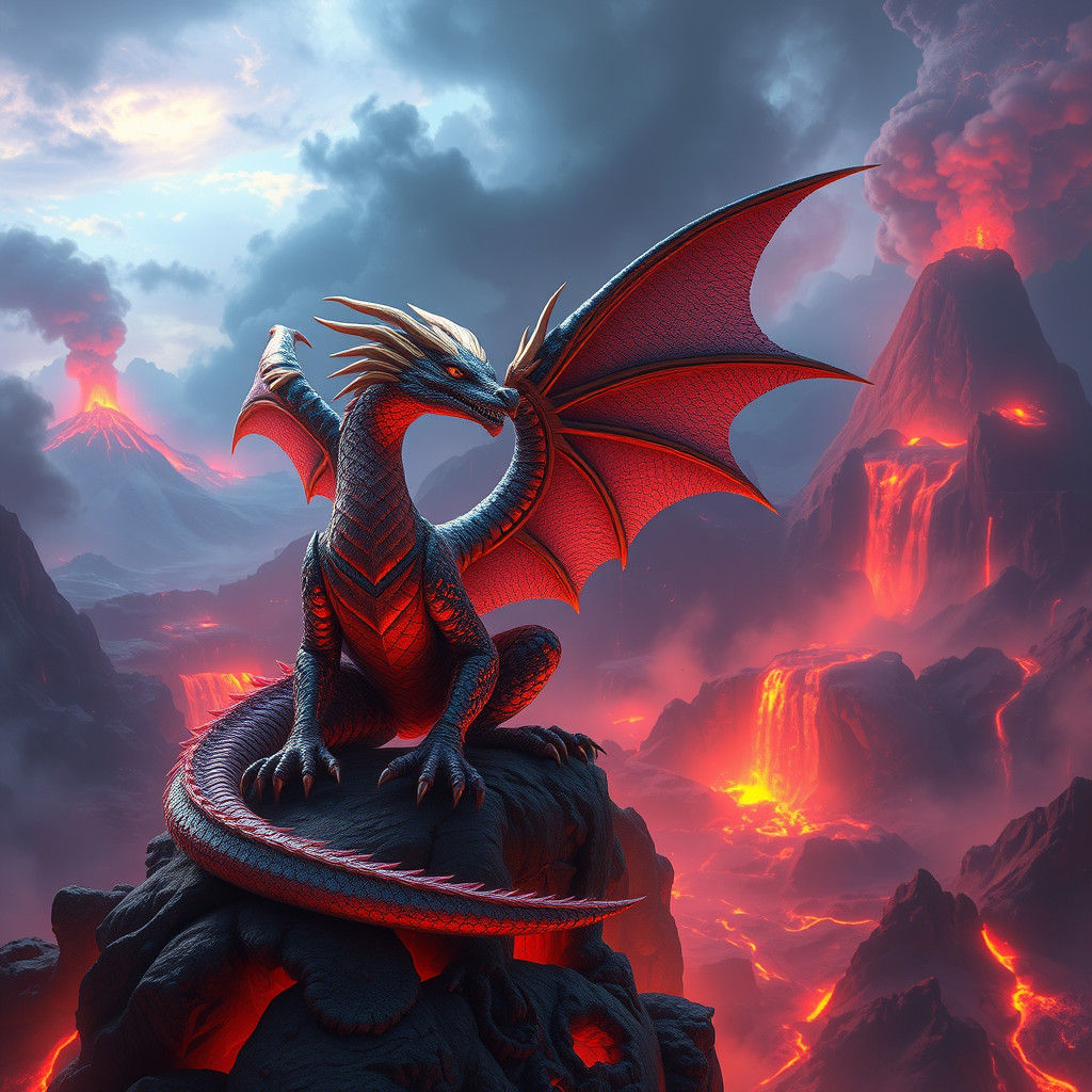 Drake Commands Lava Falls: Fantasy Concept Art