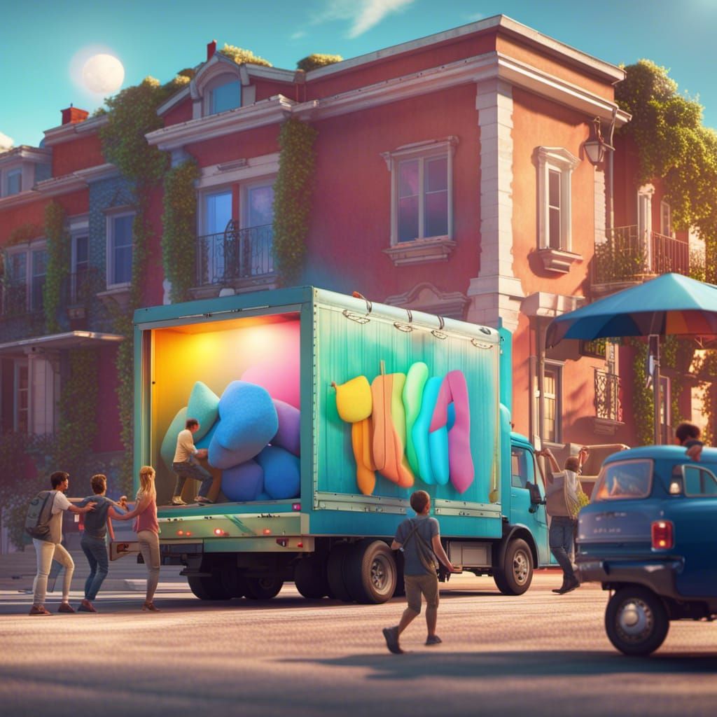 Moving Truck with Sofa: 8K Resolution Concept Art