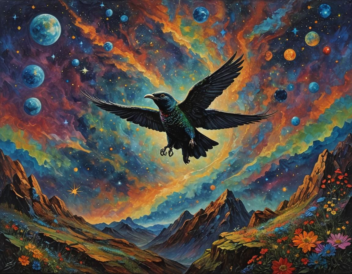 Psychedelic Cosmos Moonscape with Animal Trainer