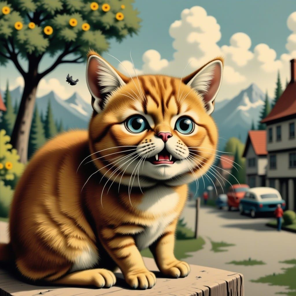 Vibrant Orange Feline in a Cyberpunk Aesthetic