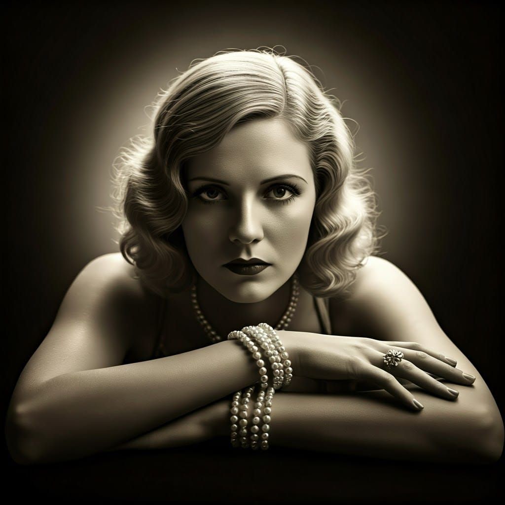 Vintage Hollywood Actress in Elegant Repose