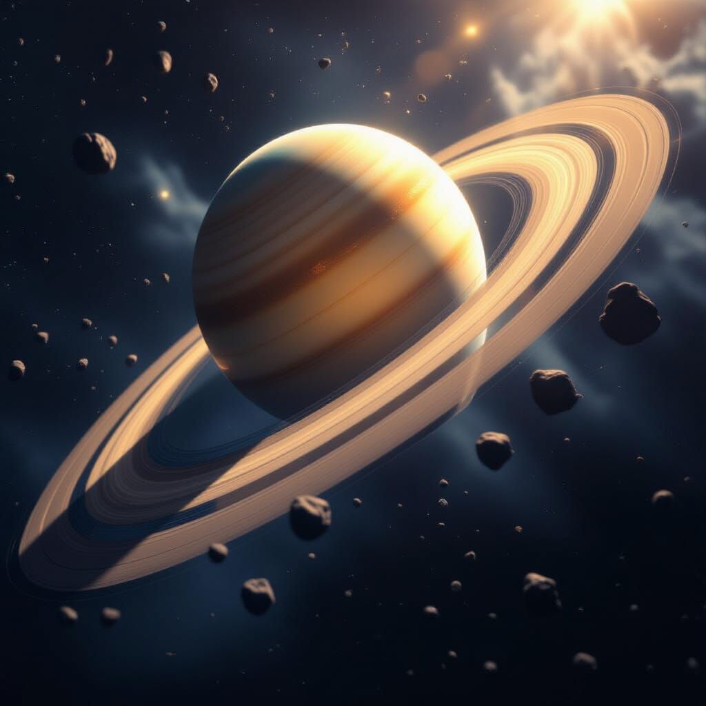 Saturn's Rings: Epic Cinematic Film Still