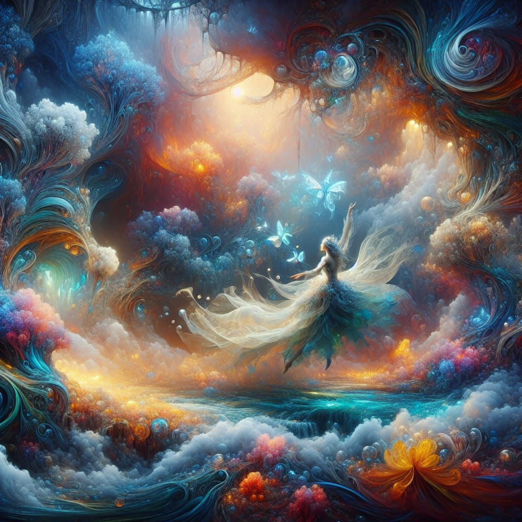 Ethereal Princess in Sea Glass Garden: Fantasy Matte Paintin...