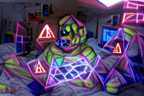 Neon Geometric Autistic Nightmare Illustration