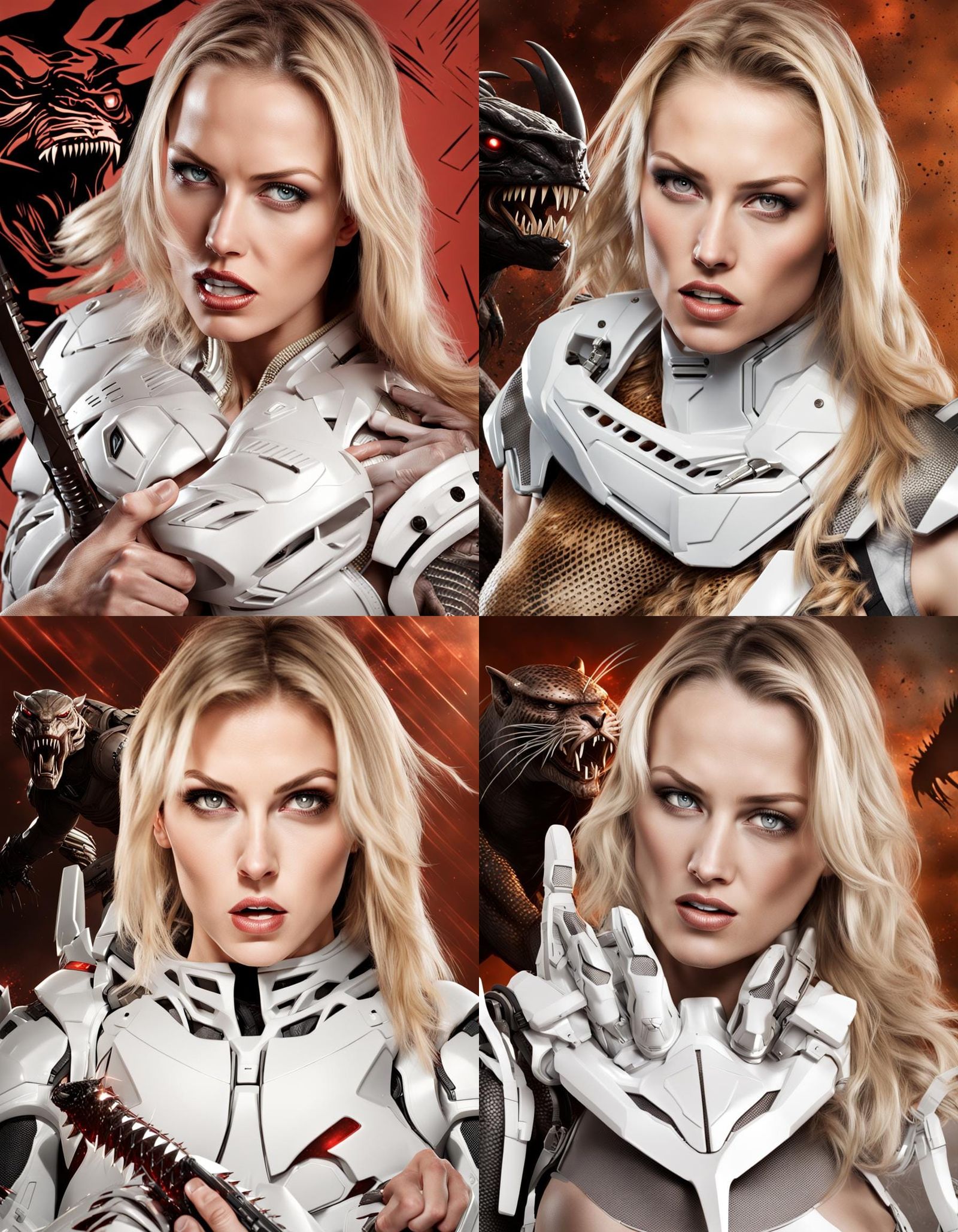 Futuristic Woman Versus Predator in Sci-Fi Battle