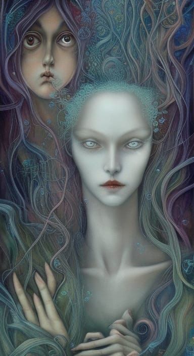 Surreal Fairytale Scene with Intricate Carvings