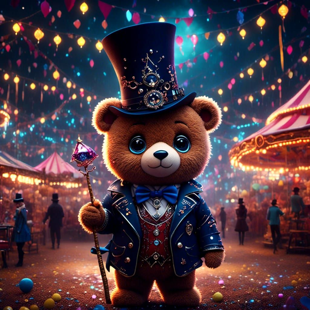 Teddy Bear Ringmaster in a Fantasy Fairground
