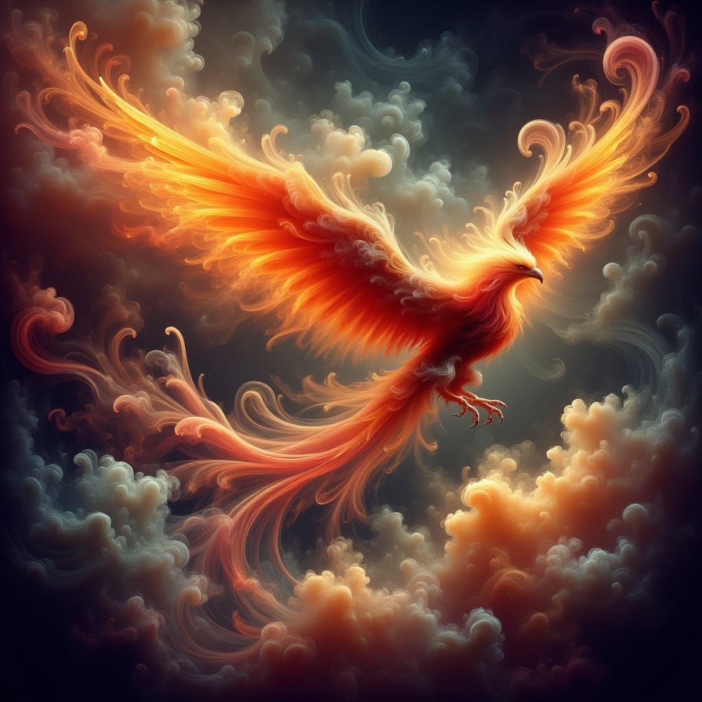 Majestic Phoenix in Cosmic Nebula