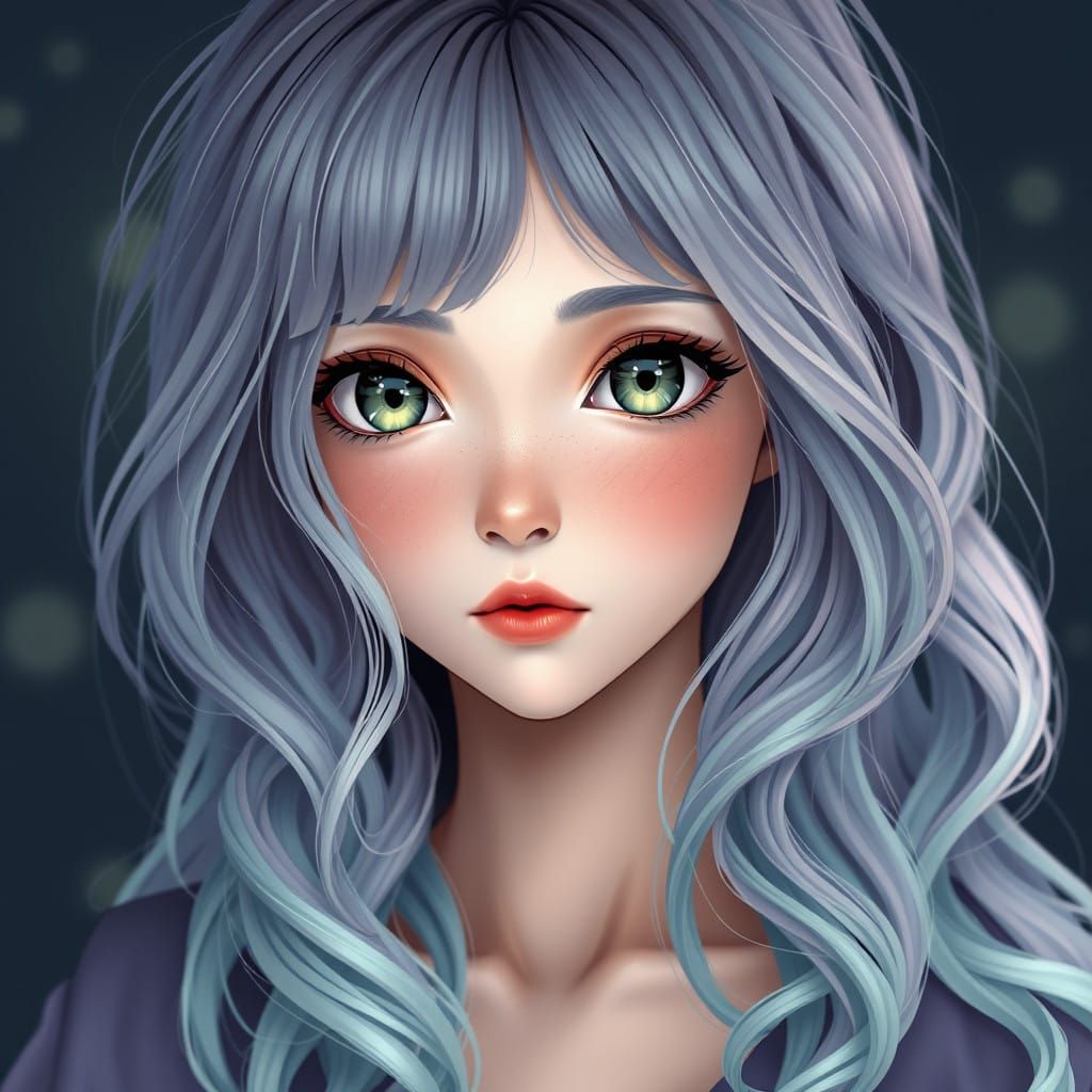 Enchanting Young Woman with Whimsical Features and Gentle Au...