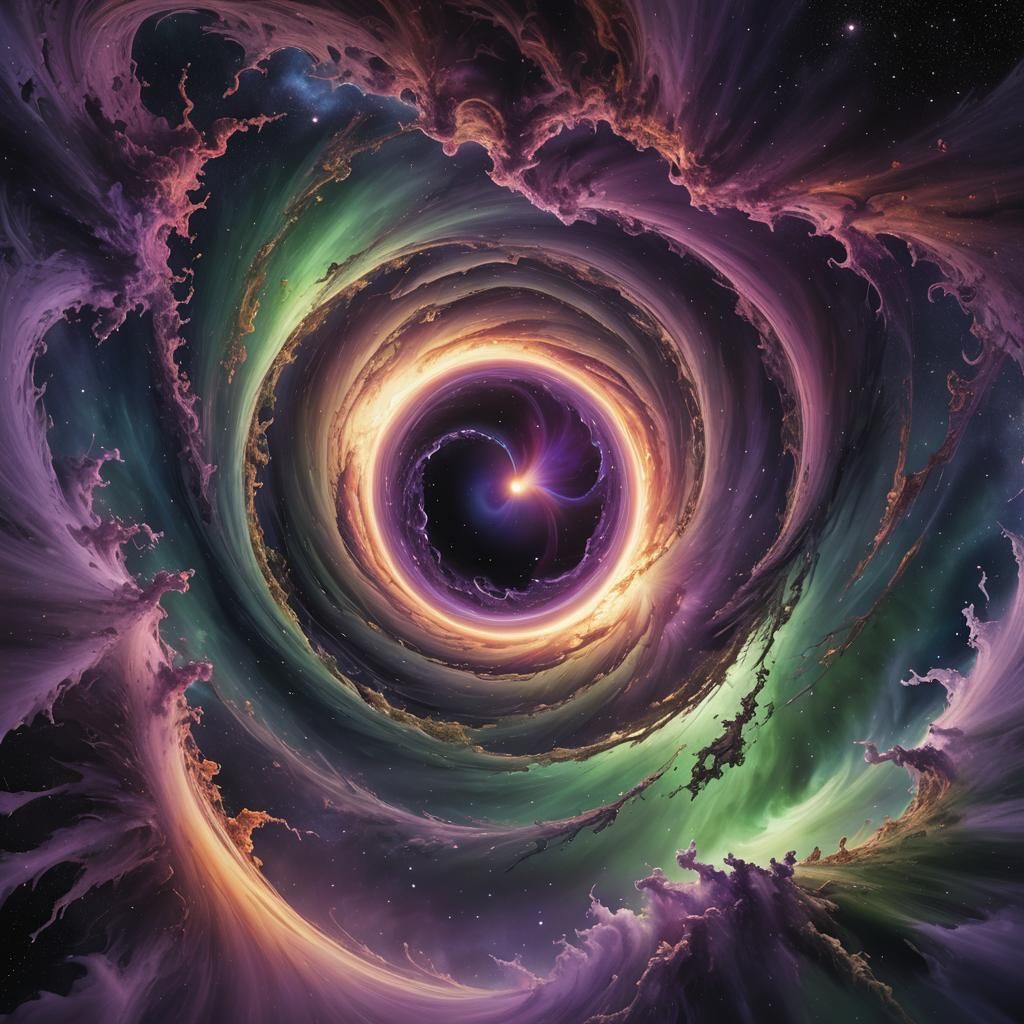 Surreal Black Hole Warps Space-Time in Digital Art