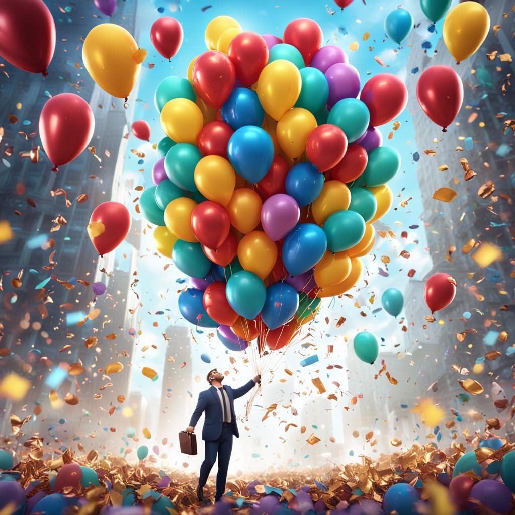 Confetti and Balloons for 'Fired' Employee in Detailed Matte...