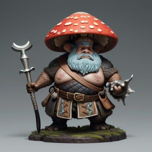 Mushroom Dwarf with Coral Cutlass and Tricorn Hat