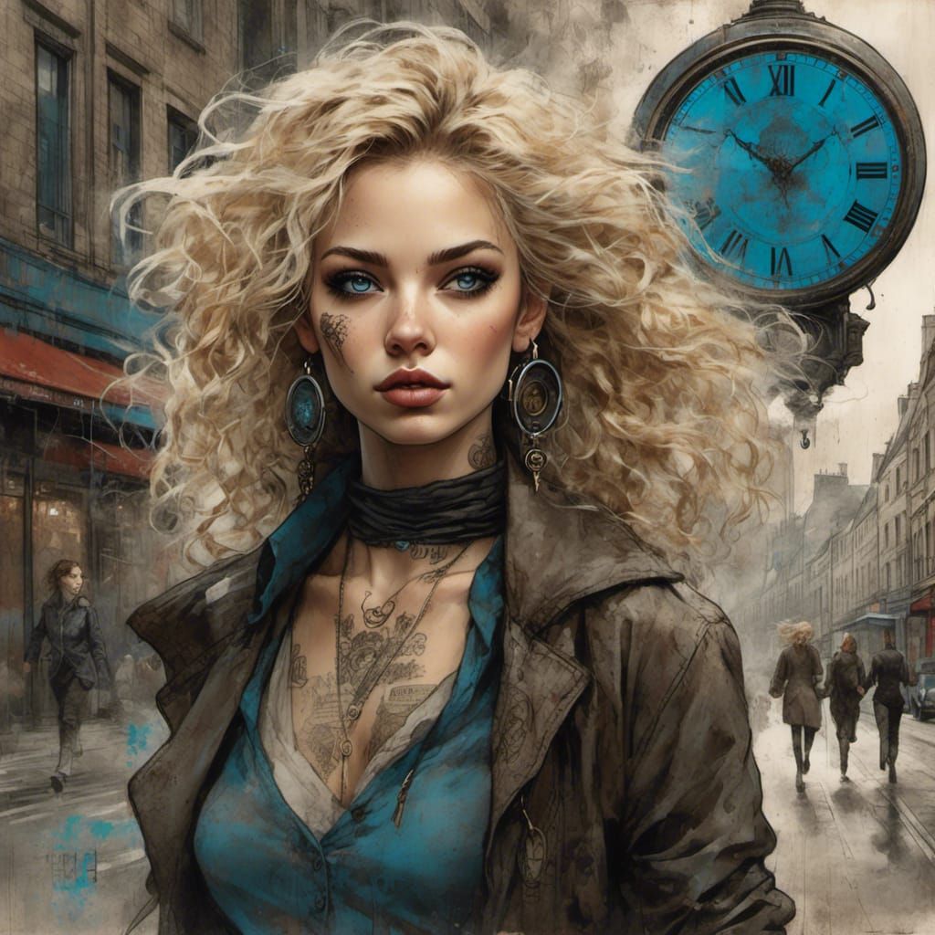 Steampunk Gothic Woman Runs Through Dublin