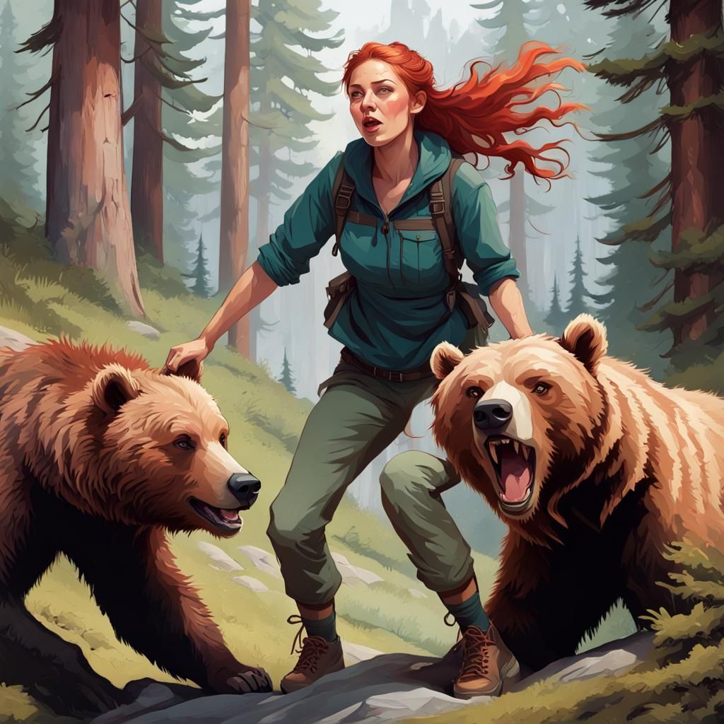 Hiker Scares Grizzly Bear in British Columbia Forest