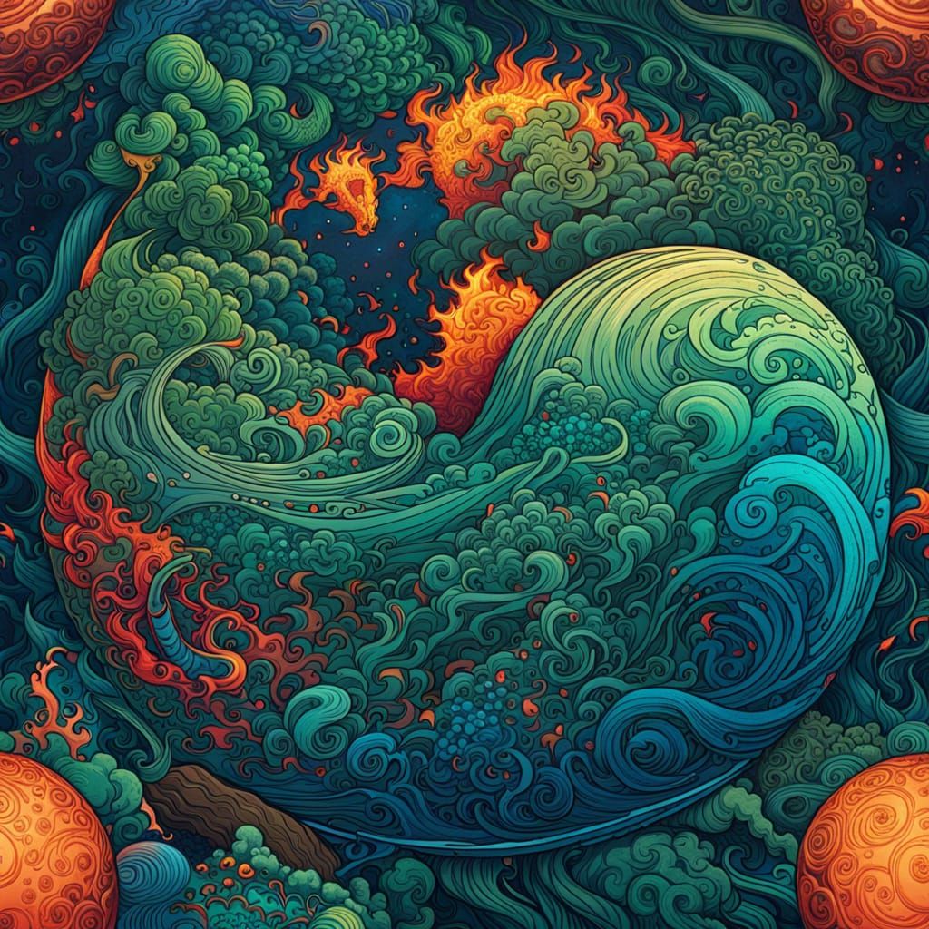 Yin and Yang Planets: A Digital Illustration
