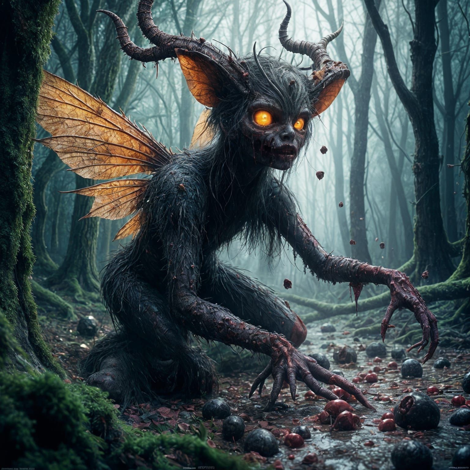 Dark Fantasy Tinkerbell in Macabre Landscape