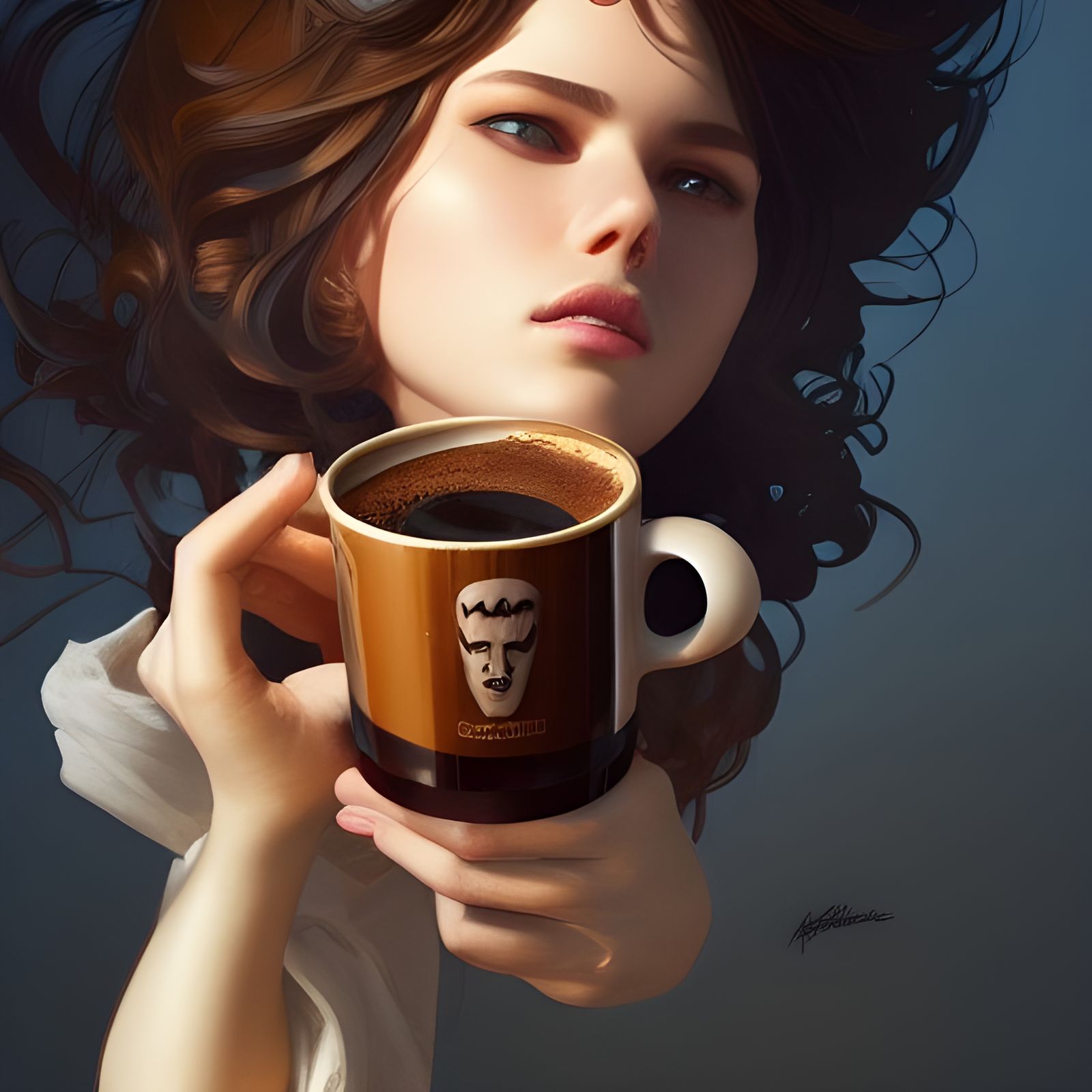 Coffee and Cognac Portrait in Detailed Lighting