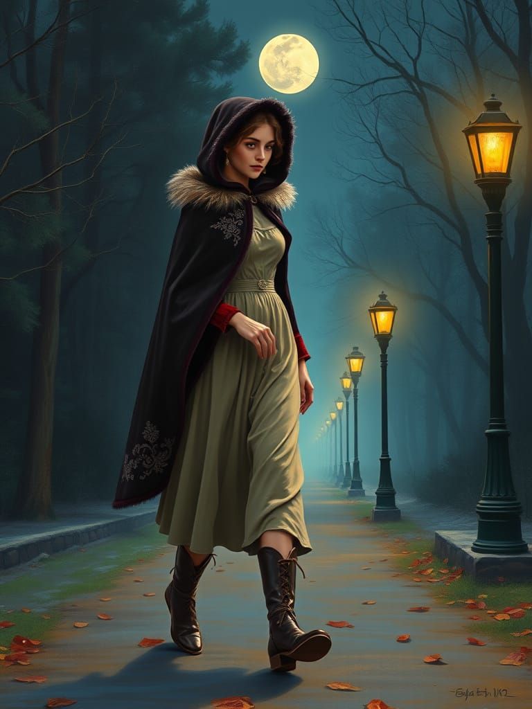 Ethereal Himalayan Village in Dusk Light, Van Gogh Style