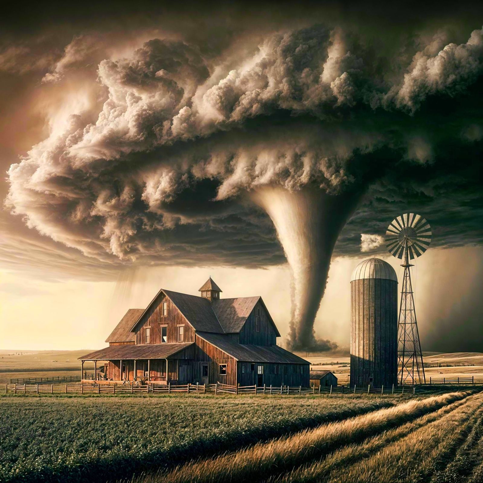 Vintage Farm House Endures Against the Fury of a Tornado-Lad...