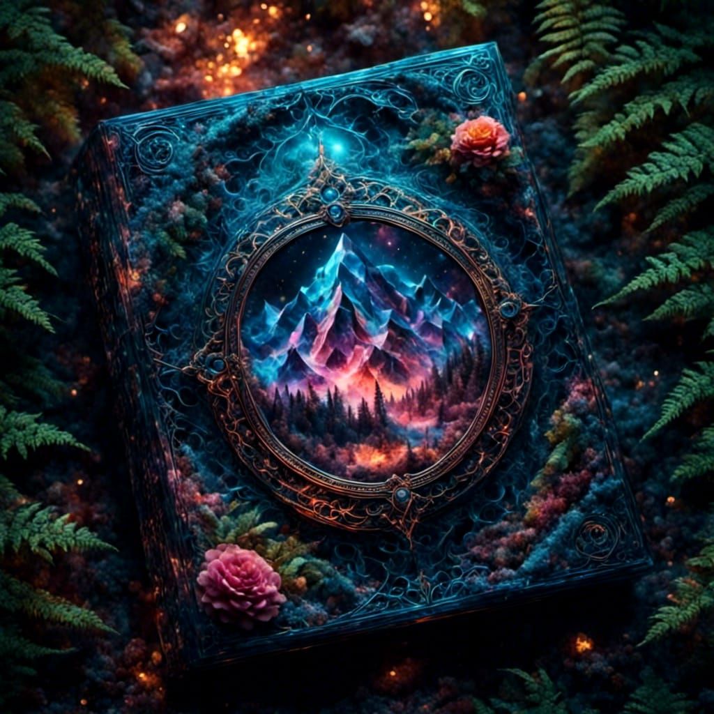 Futuristic Album Cover with Mandala in Mystic Forest