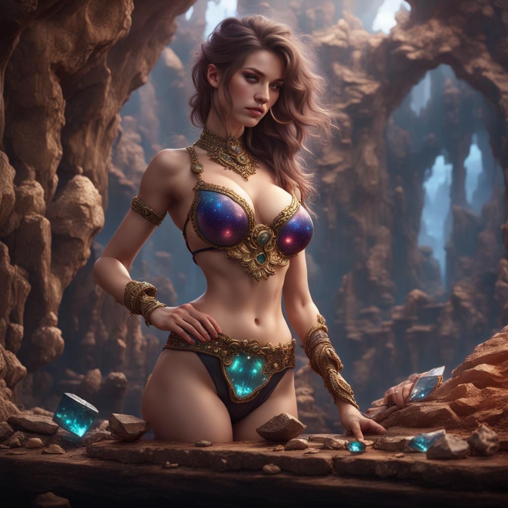 Lapidary Artist Girl in Detailed Matte Painting Style