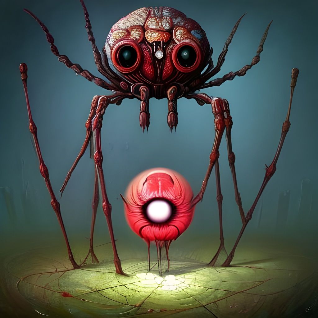 Brain Humanoid with Spider Legs and Fairy Wings