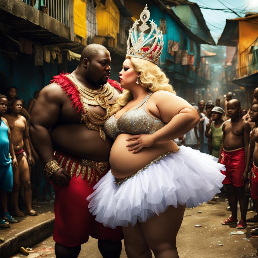 Carnaval Queen in Rio Favela: Dark Fantasy Art