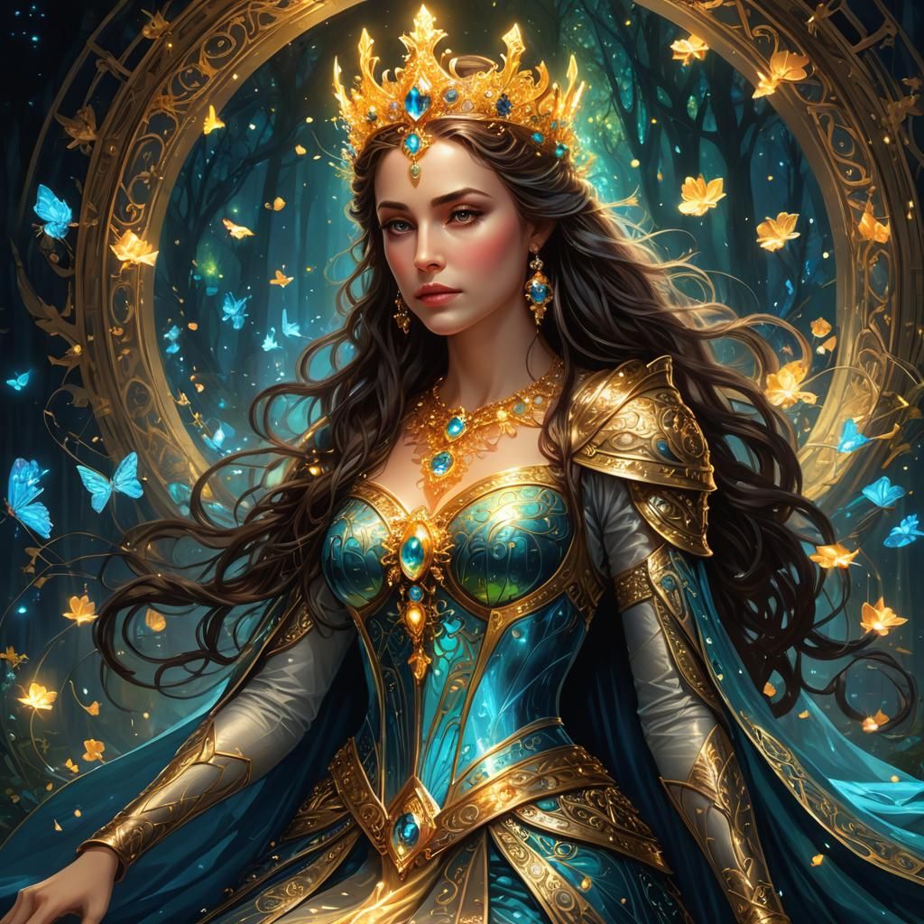 Queen Guinevere: Radiant Bioluminescent Fantasy Art