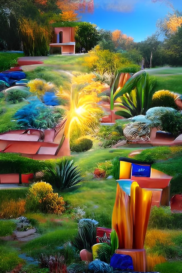 Dream Garden: Hyperrealistic Golden Hour Landscape