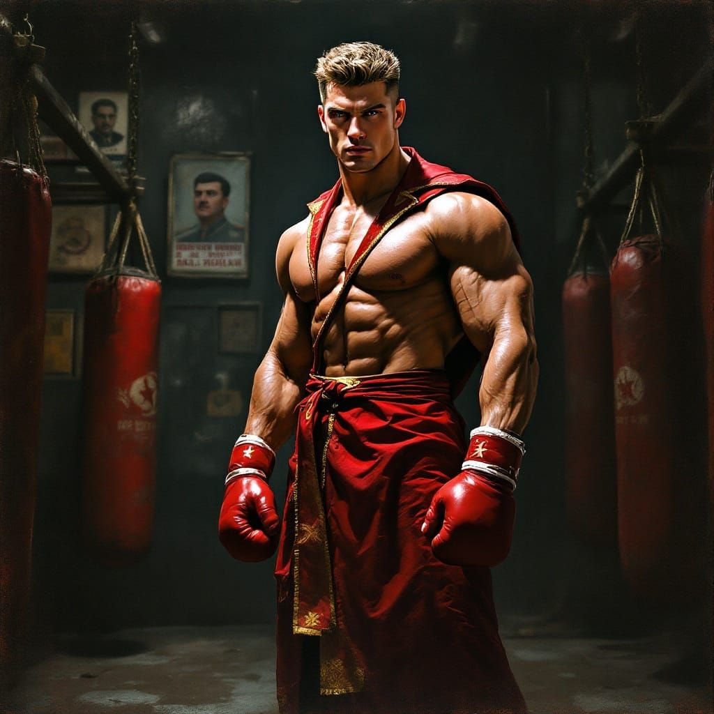 Soviet Boxing Champion in a Gritty Gym