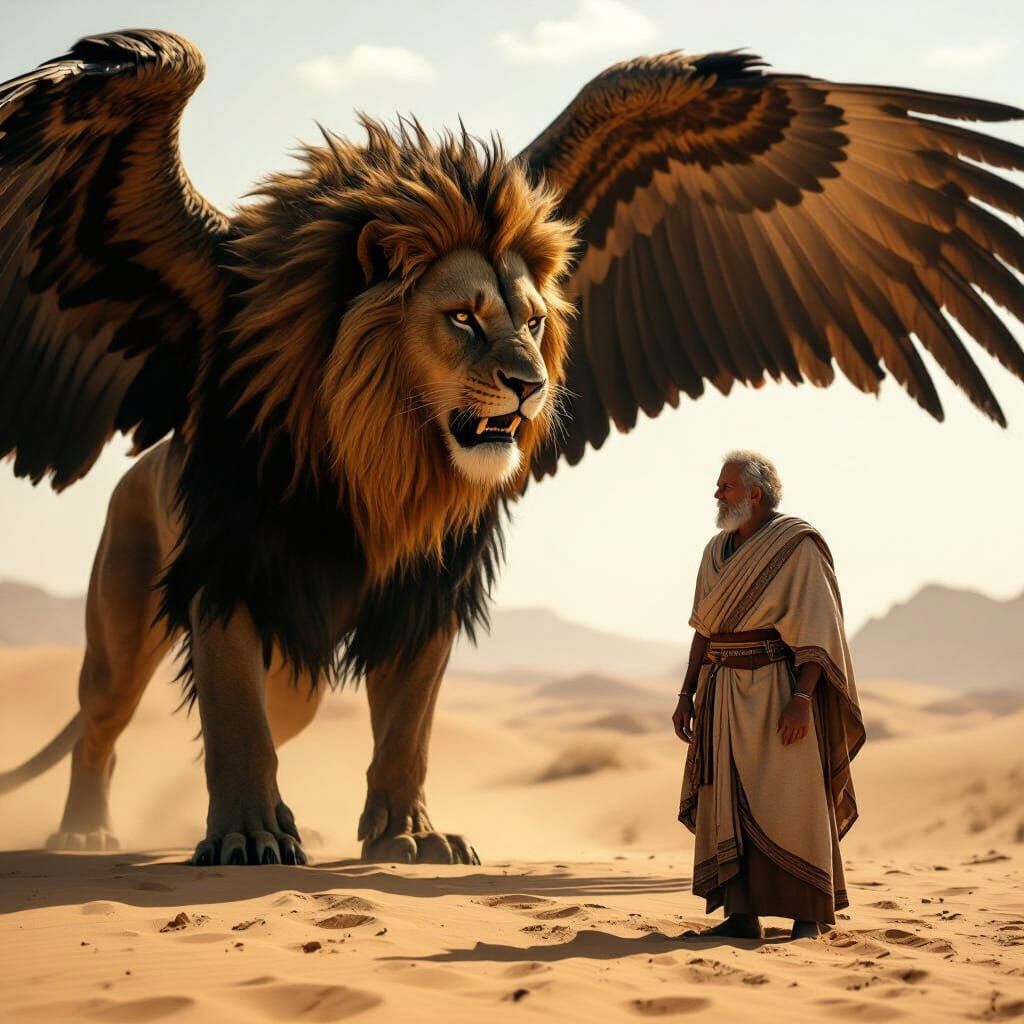 Menacing Manticore in Desert Confrontation