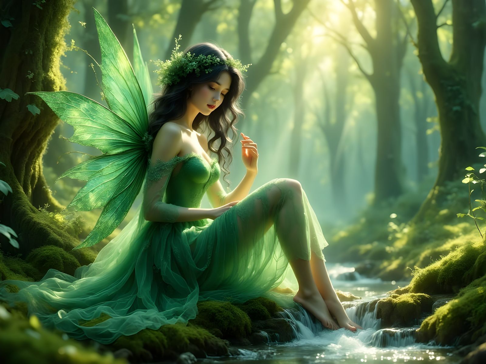 Ethereal Fairy in Mossy Woodland Glen