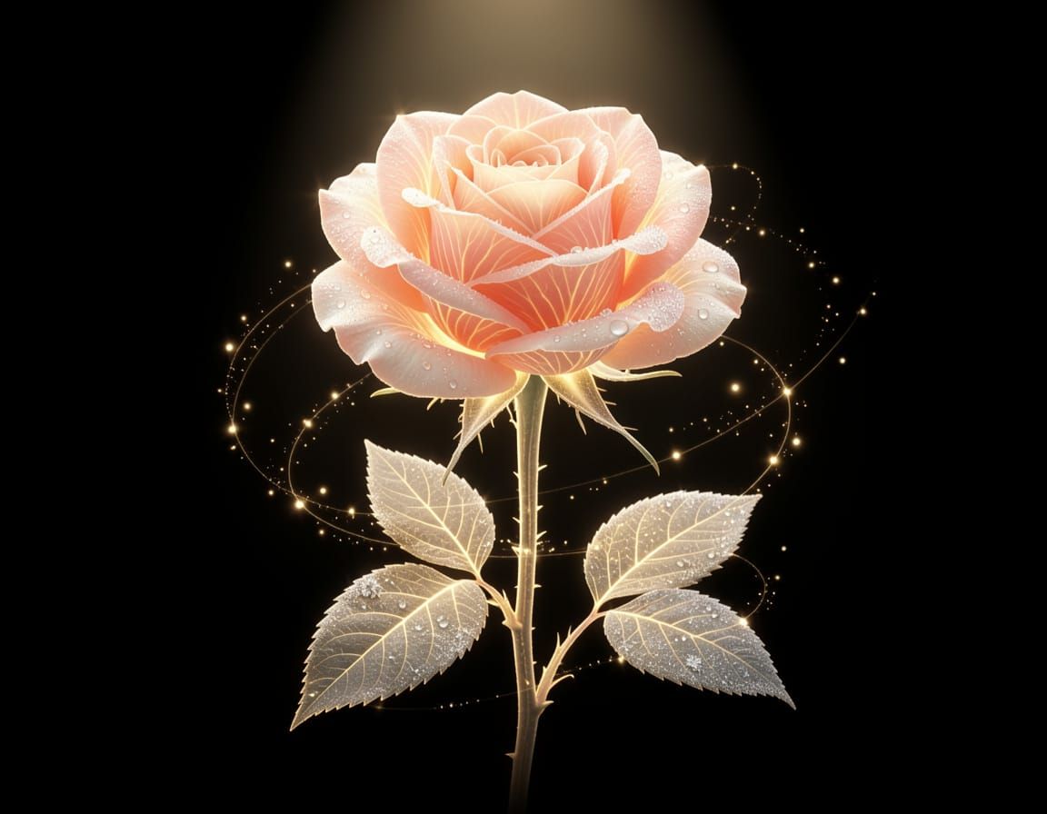Ethereal Rose Glows with Inner Golden Light