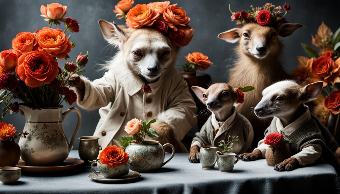 Surreal Alien Restaurant Celebration in Magical Realism