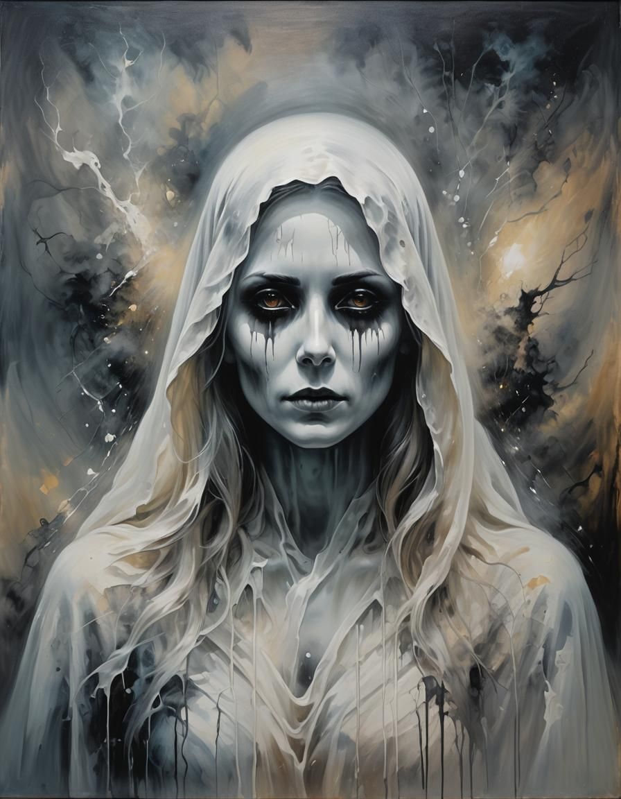 Ethereal Ghost Portrait in Dreamlike Oil Painting