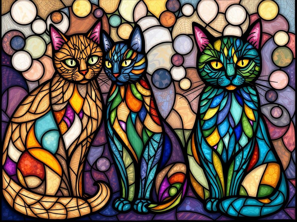 Stained-glass cats 4