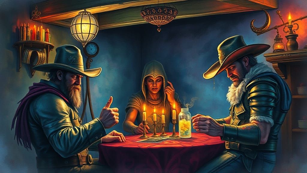 Fantasy Gothic Sci-Fi Scene in Watercolour Style