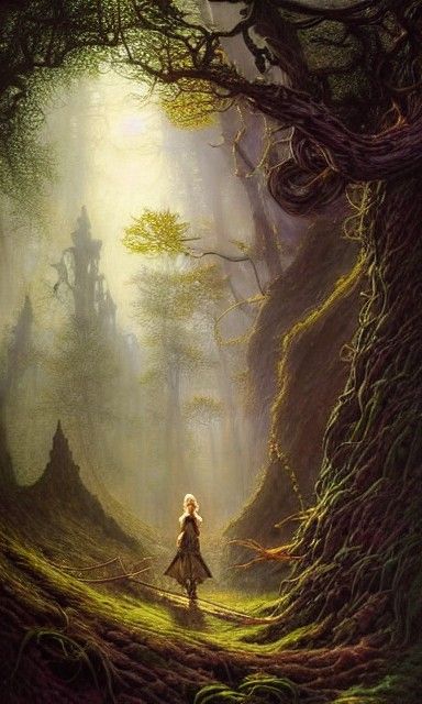 Elf Ranger Portrait in Ethereal Forest