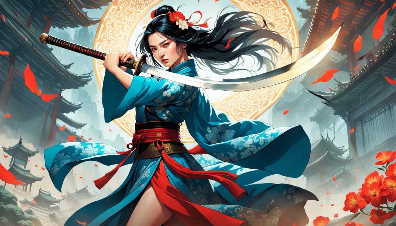 Wuxia Princess with Sword in Dynamic Pose