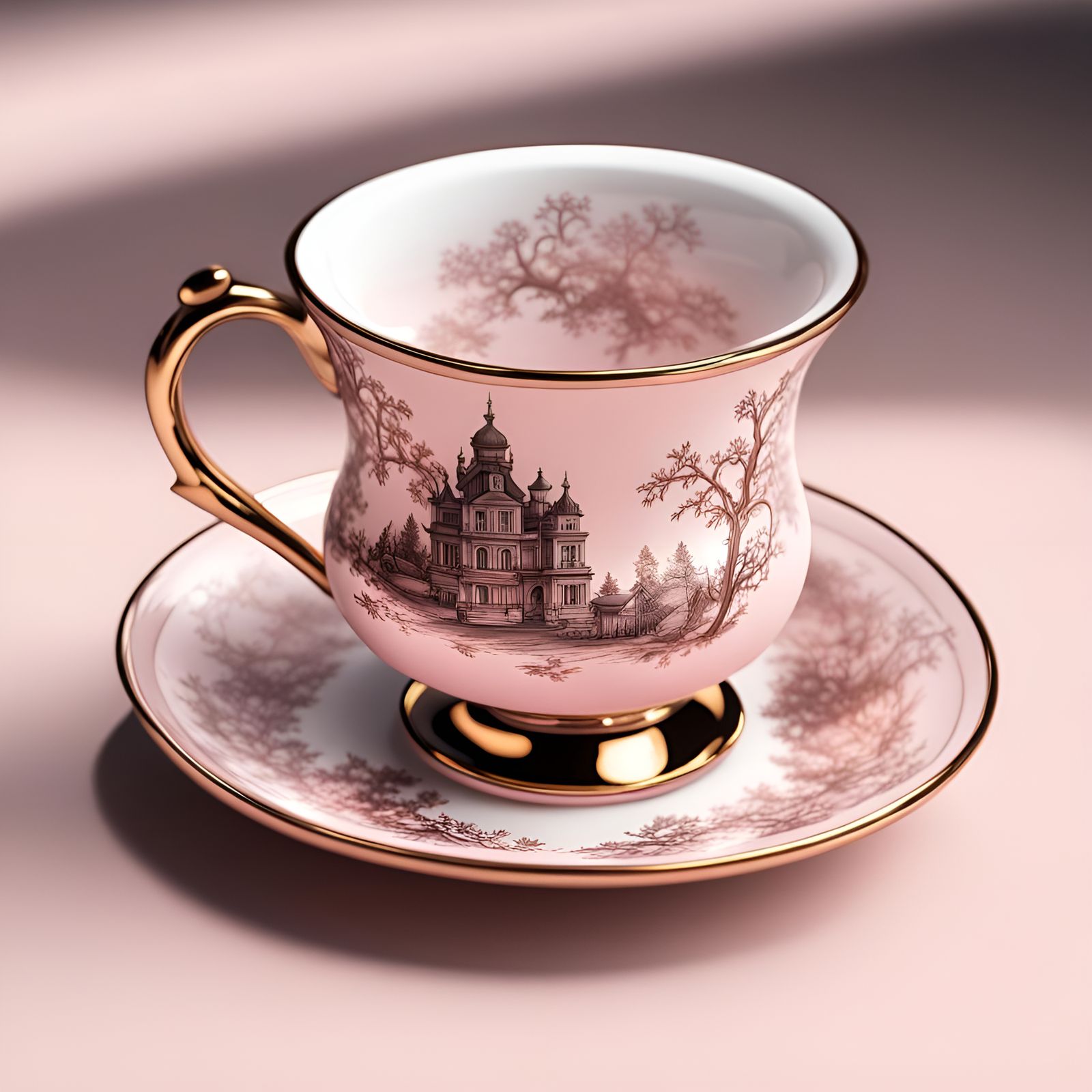 Enamel Teacup in Rococo Style, Vray Tracing
