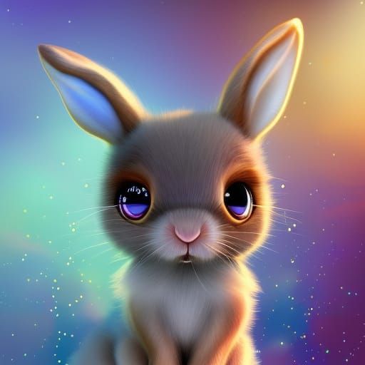 Cute Baby Rabbit in Kawaii Style